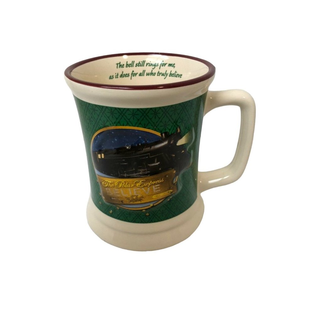The Polar Express Coffee Mug Unisex OS Green Believe Train Quote Ceramic 2016